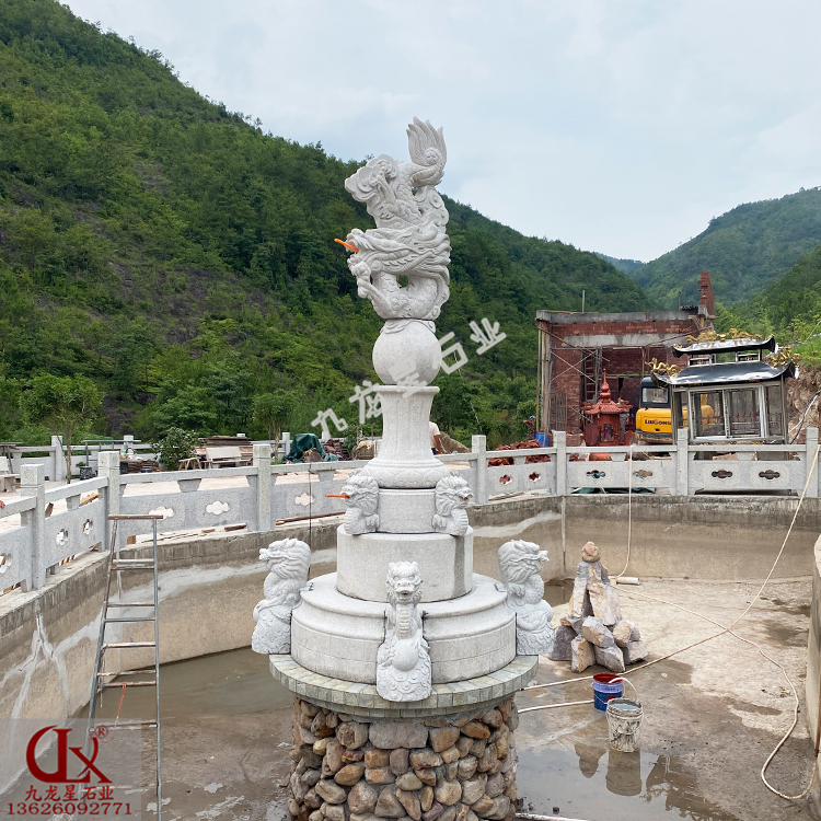 浙江虹珠寺?九龍噴泉 石雕九龍雕塑噴泉