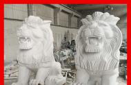 河南省開封市?漢白玉石雕獅子 上乘漢白玉石獅